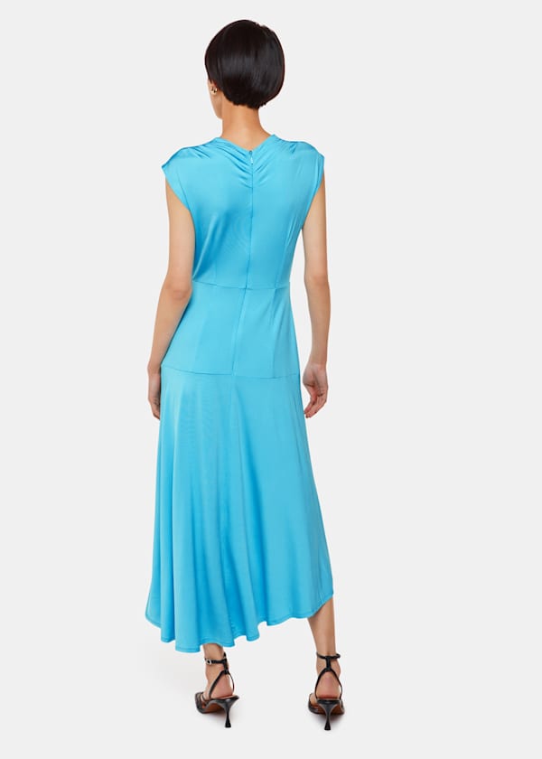 Turquoise Iris Asymmetric Jersey Dress